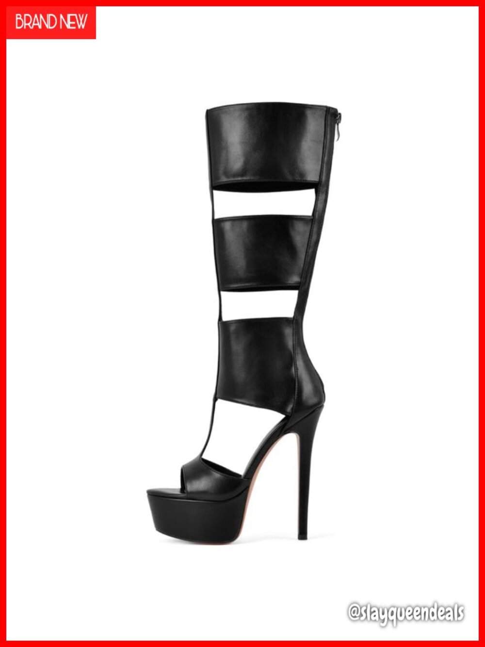 Women's Gladiator Knee-High Stiletto Peep Toe Boots Back Zipper Club Prom